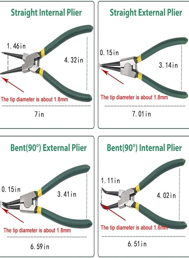 Serplex مجموعة كماشة حلقات التثبيت Serplex® المكونة من 4 قطع مع صندوق أدوات، كماشة حلقات تثبيت مستقيمة بطول 7 بوصات وكماشة حلقات تثبيت منحنية، مجموعة أدوات لتركيب وإزالة حلقات التثبيت - Image 2